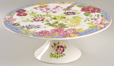 Millefleurs Footed Cake Plate