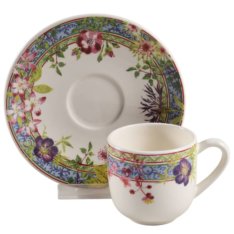 Millefleurs Flat Demitasse Cup & Saucer Set