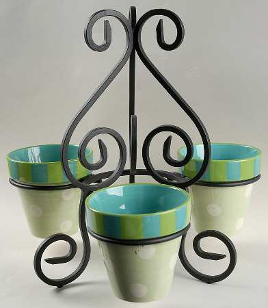 Provence 3 Herb Pots with Metal Holder