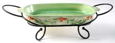 Provence 16" Rectangular Baker with Metal Stand