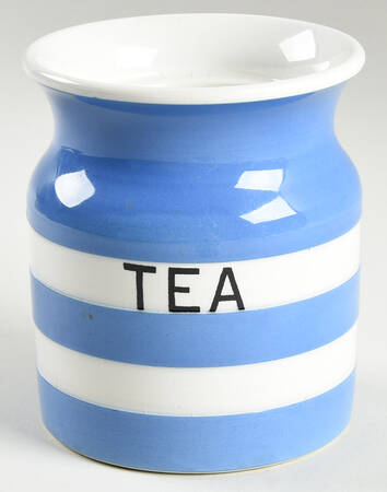 Cornish Blue White (Shield and TG Green Stamp) Tea Canister No Lid