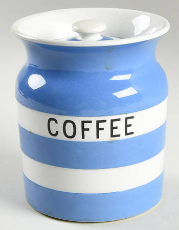Cornish Blue White (Shield and TG Green Stamp) Coffee Canister & Lid