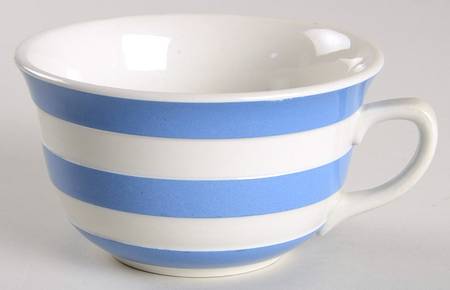 Cornish Blue White (Shield and TG Green Stamp) Flat Cup