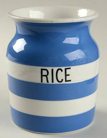 Cornish Blue White (Shield and TG Green Stamp) Rice Canister No Lid by T G Green (England)