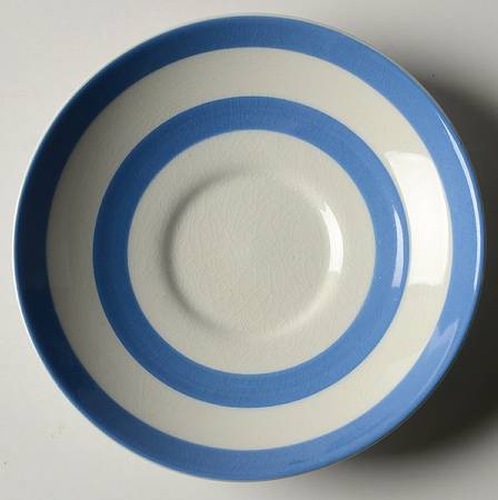 Cornish Blue White (Shield and TG Green Stamp) Saucer for Flat Cup