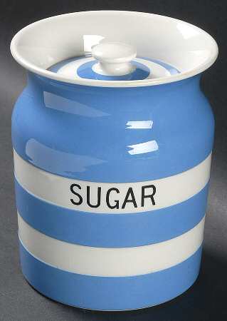 Cornish Blue White (Shield and TG Green Stamp) Sugar Canister & Lid