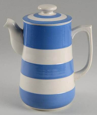 Cornish Blue White (Shield and TG Green) Coffee Pot & Lid