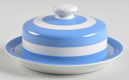 Cornish Blue White (Shield and TG Green Stamp) Round Covered Butter