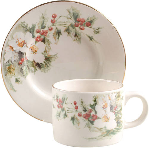Yuletide (Cream Body) Flat Cup & Saucer Set