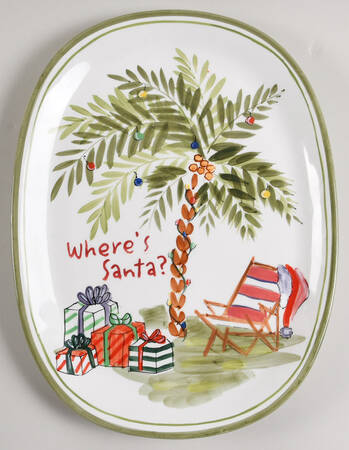 Palm Court Christmas 12" Oval Serving Platter