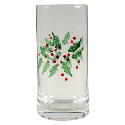 Festive Holly Glassware Highball