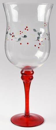 Festive Holly 1 Piece Glassware Hurricane Lamp