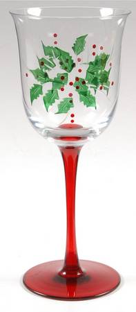 Festive Holly Glassware Wine