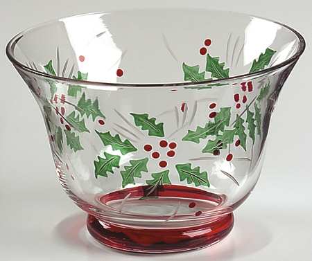Festive Holly 5" Glass Candy Dish