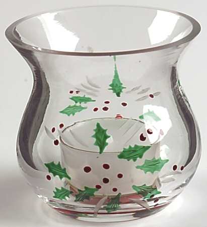 Festive Holly 3" Glass Votive Candleholder