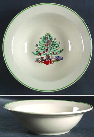 Christmas Tree White(1 8 Band Off Edge) Rim Soup Bowl