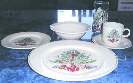 Christmas Tree White(1 8 Band Off Edge) 9" Round Vegetable Bowl