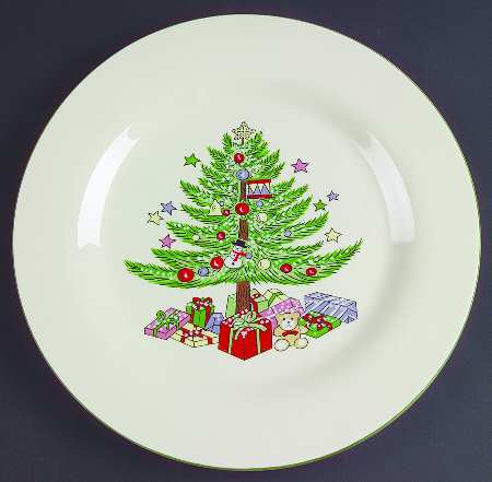 Christmas Tree Cream (Trim on Edge Housewares) Large Dinner Plate
