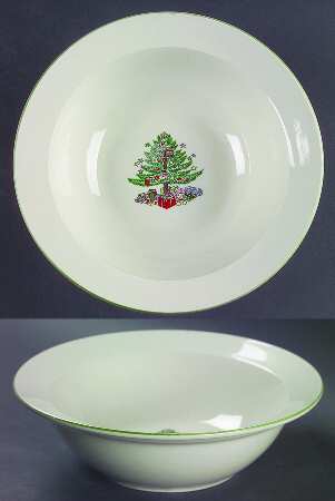 Christmas Tree Cream (Trim on Edge Housewares) Rim Cereal Bowl