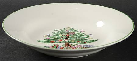 Christmas Tree Cream (Trim on Edge Housewares) Rim Soup Bowl