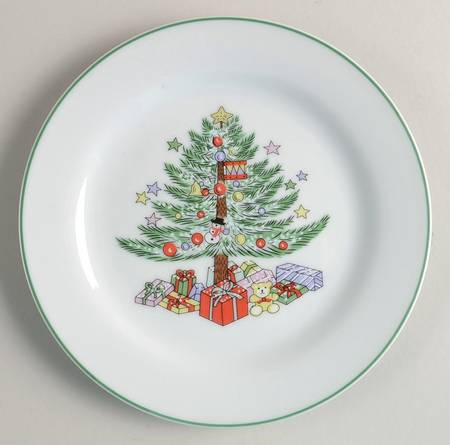 Christmas Tree White(Yellow Bear) Salad Plate