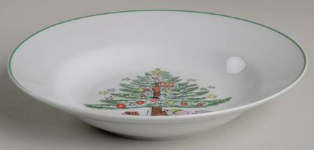 Christmas Tree White(Yellow Bear) Rim Soup Bowl