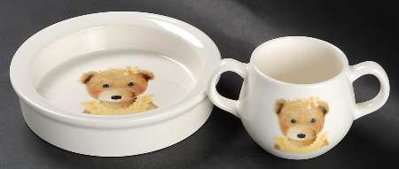 Bears (Girl Collection) (2 Piece) Child's Set (Baby Plate & 2 Handled Mug)