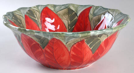 Natural Poinsettia 11" Large Salad Serving Bowl