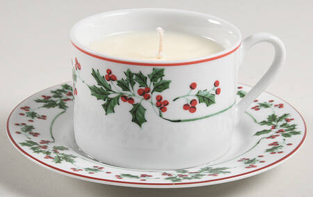 Winter Gathering Scented Cup & Saucer Candle-Vanilla  HC