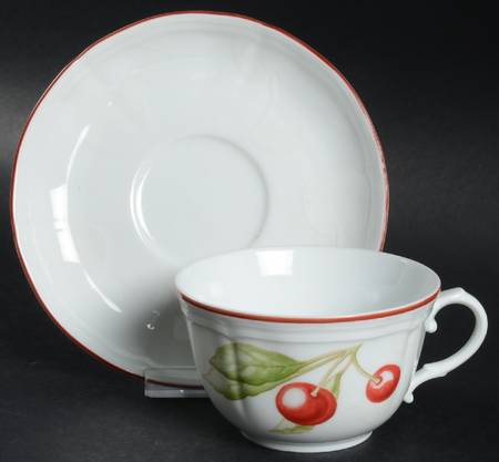 Cherries Flat Cup & Saucer Set