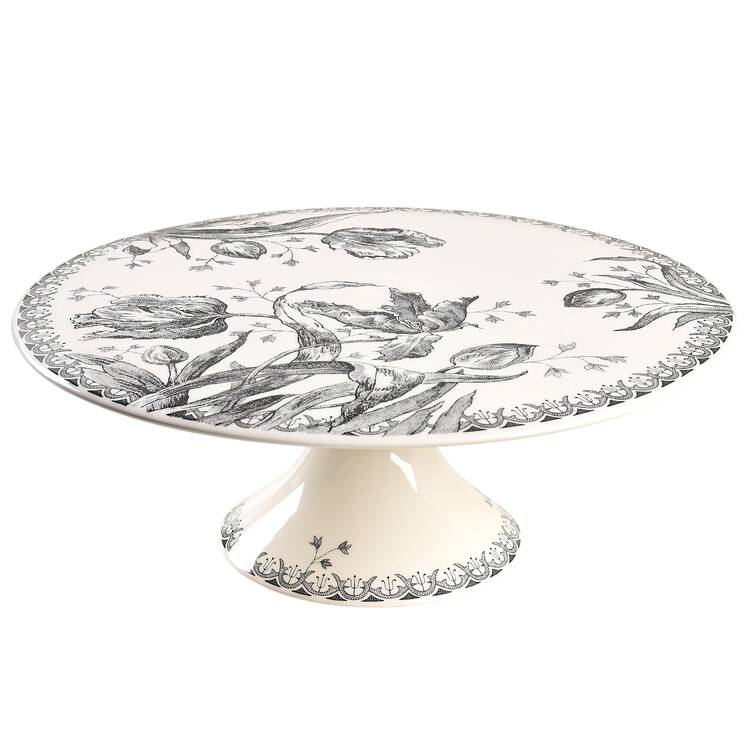 Tulipes Noires Footed Cake Plate