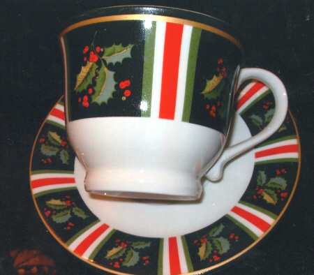 Holly Stripe Footed Cup & Saucer Set