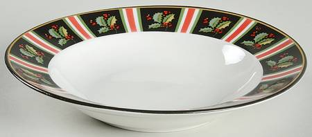 Holly Stripe Rim Soup Bowl