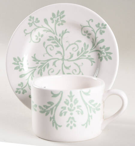 Jade Green Flat Cup & Saucer Set
