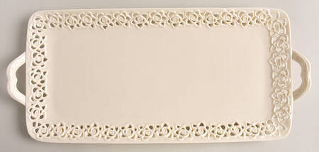 Cream Lace Rectangular Tray with Center Handle