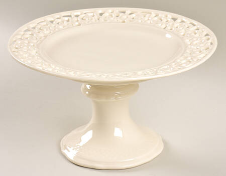 Cream Lace 8" Diameter Pedestal Cake Stand