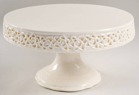 Cream Lace 11" Diameter Pedestal Cake Stand