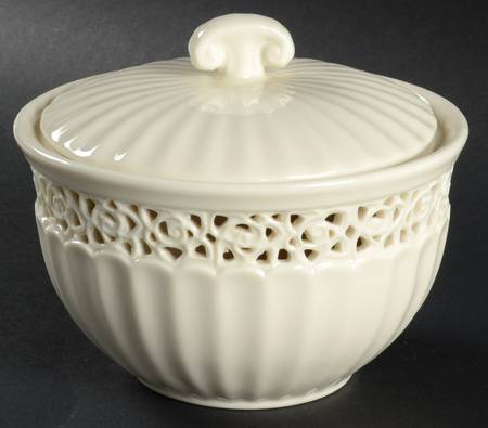 Cream Lace Candy Dish & Lid