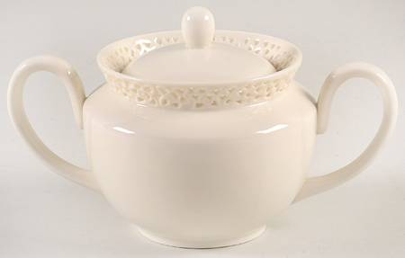 Cream Lace Sugar Bowl & Lid