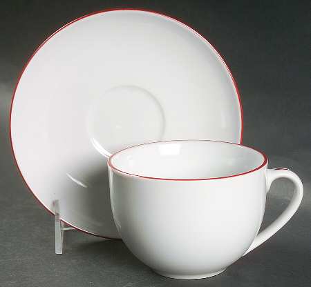 Vibes Red Banded (Round) Flat Cup & Saucer Set