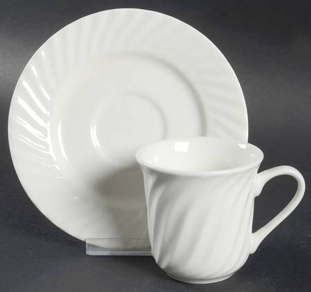White Tides Flat Cup & Saucer Set