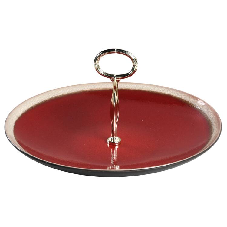 Festive Carousel Round Serving Plate with Center Handle (Dp) Hc