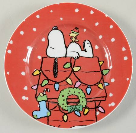 Snoopy Christmas Snow Salad/Dessert Plate