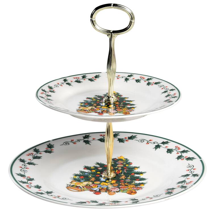 Tree Trimmings 6 5/8"-10"  2 Tiered Serving Tray (Dp, Sp) HC