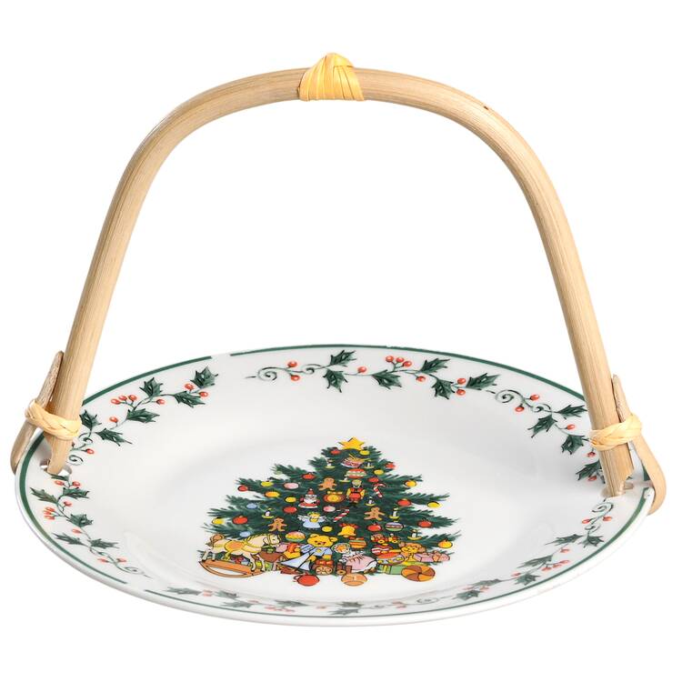 Tree Trimmings 5 3/8"-5 5/8" Bamboo Handled Serving Plate  HC