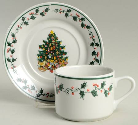 Tree Trimmings Flat Cup & Saucer Set