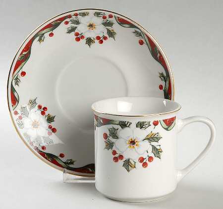 Winter Belle Flat Cup & Saucer Set