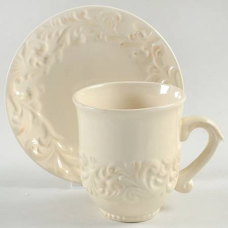 Cream Flat Cup & Saucer Set