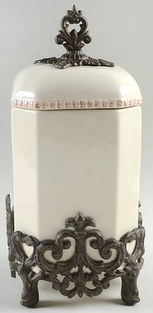 Cream Medium Canister with Metal Base