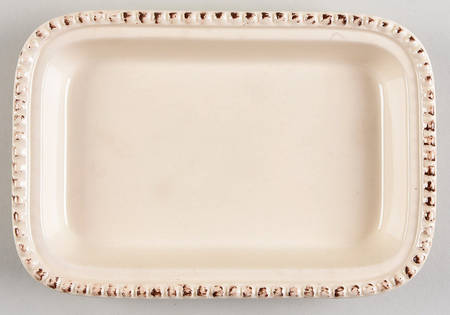 Cream Ceramic Base for Rectangular Butter w/Metal Tray